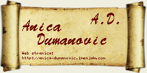 Anica Dumanović vizit kartica